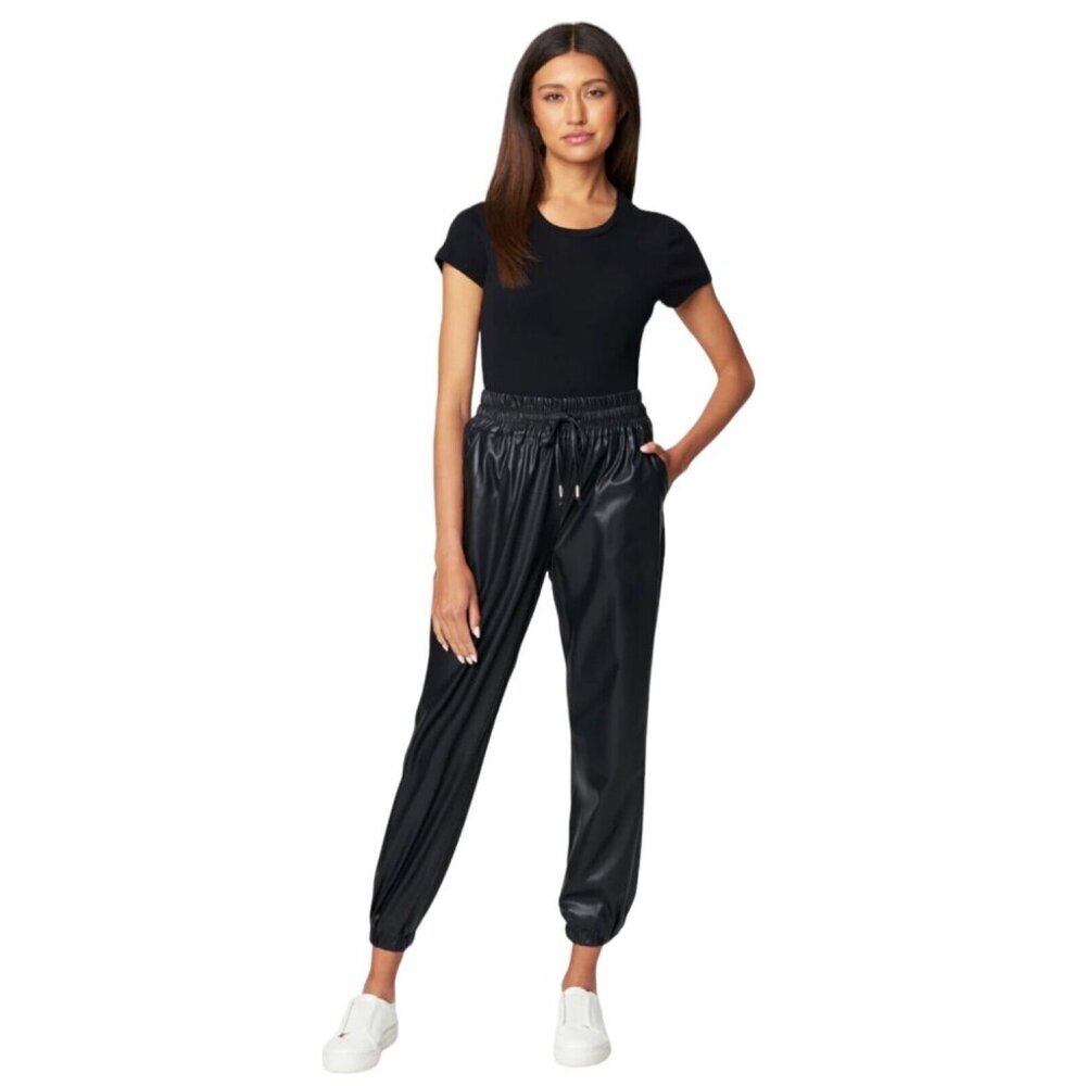 Blank NYC Womens Size XS Black Faux Leather Night Crawling Joggers Pants NWT‎